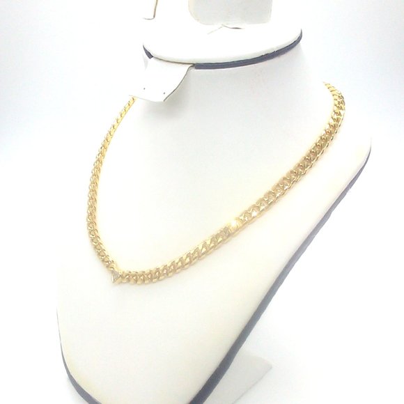 Gold-Tone Link Chain Necklace with Gold-Tone Crystal Heart Pendant Medium Weight - Picture 2 of 9